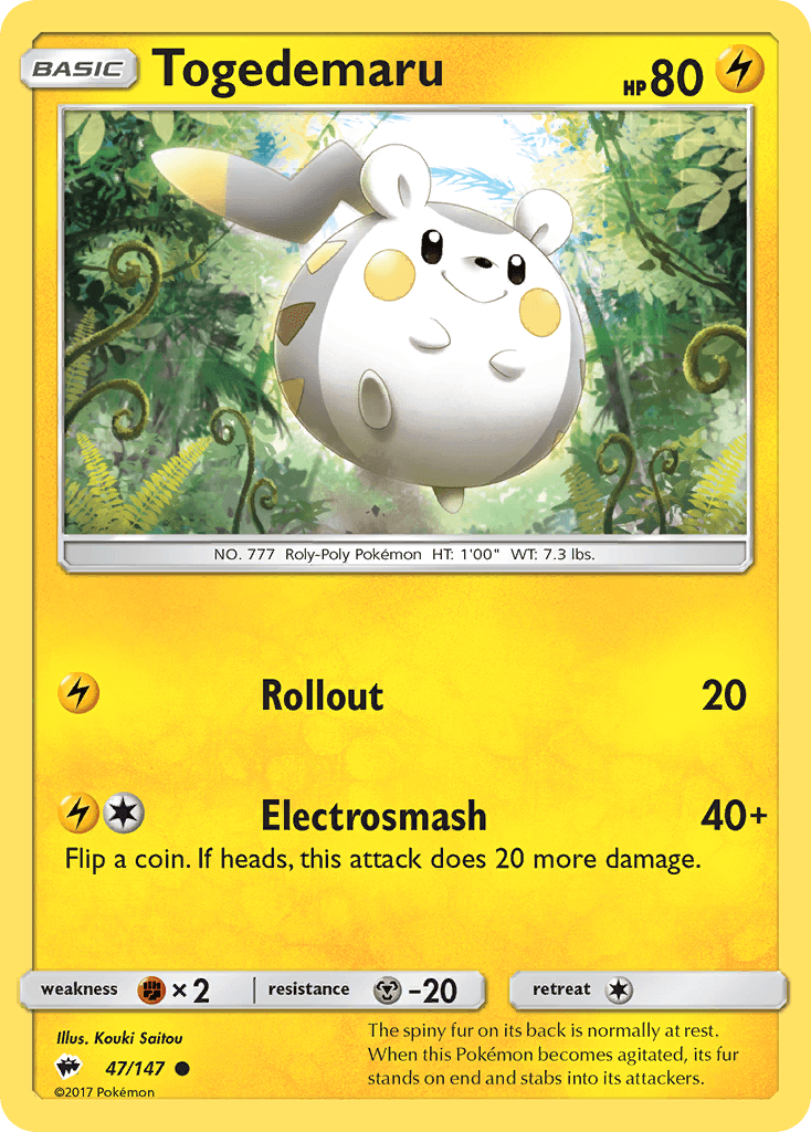 Togedemaru z edície Burning Shadows, karta č.47