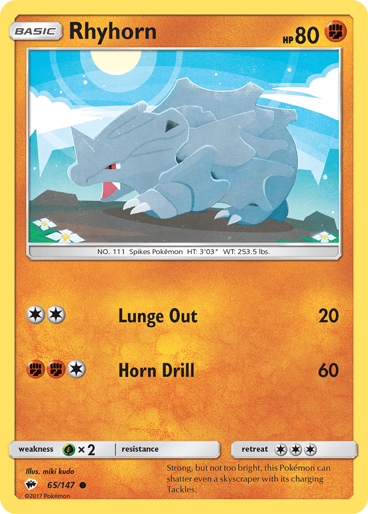 Rhyhorn z edície Burning Shadows, karta č.65