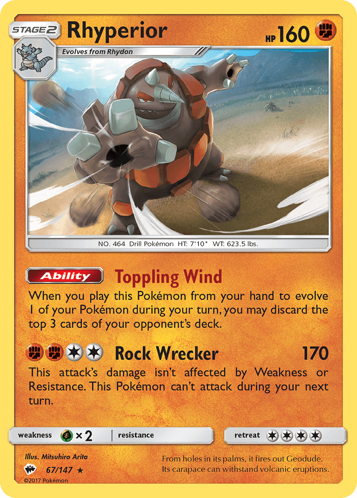 Rhyperior z edície Burning Shadows, karta č.67