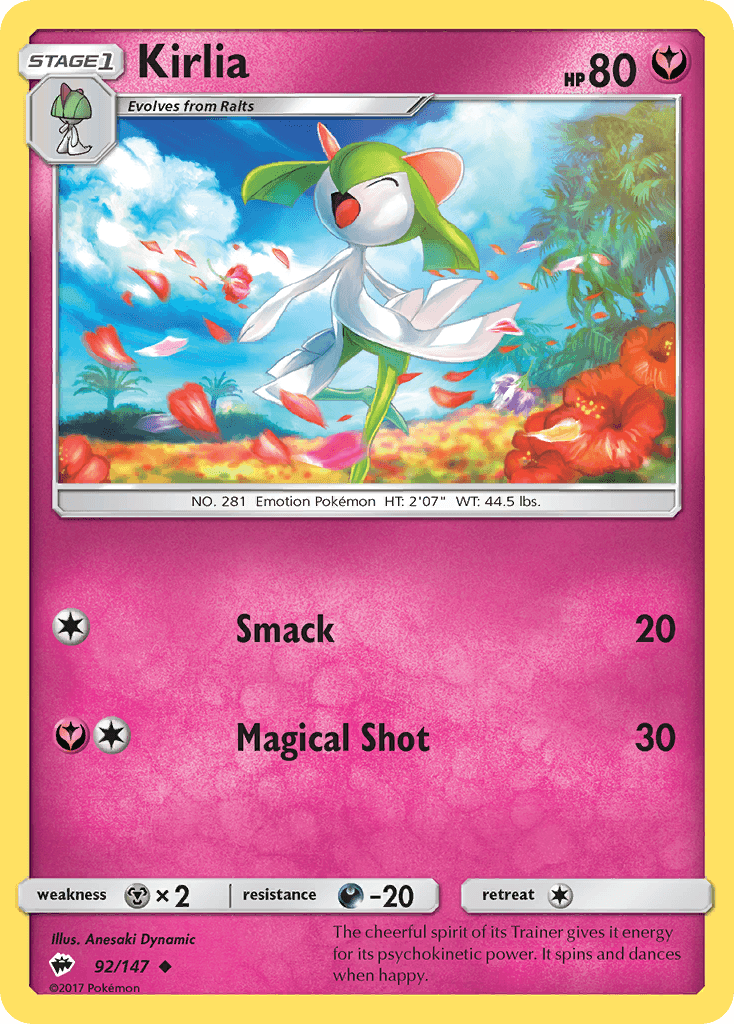 Kirlia z edície Burning Shadows, karta č.92
