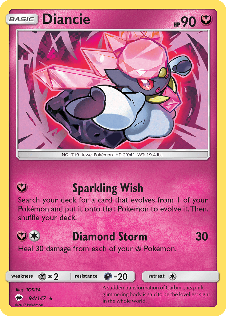 Diancie z edície Burning Shadows, karta č.94