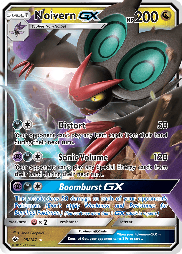 Noivern-GX z edície Burning Shadows, karta č.99
