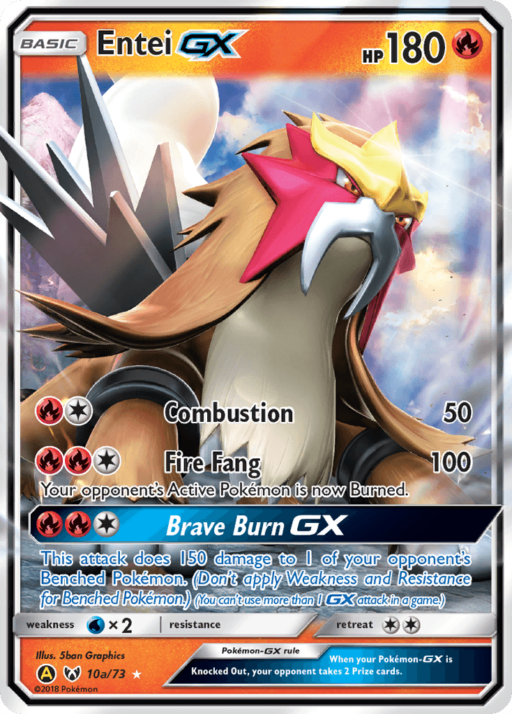 Entei-GX z edície Shining Legends, karta č.10a