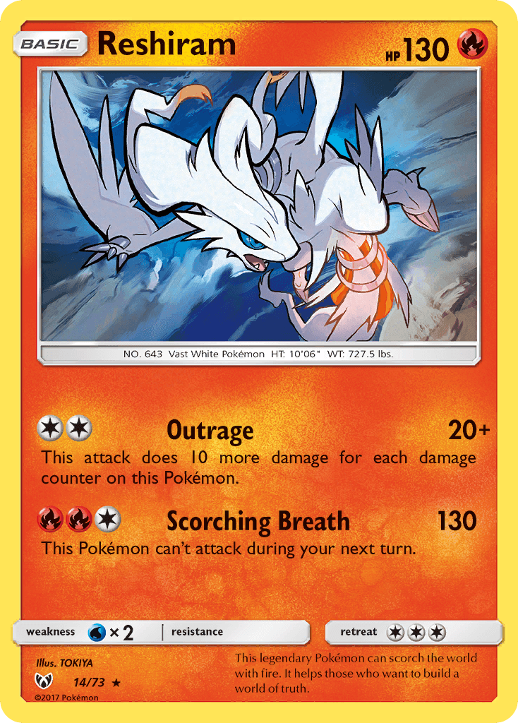 Reshiram z edície Shining Legends, karta č.14