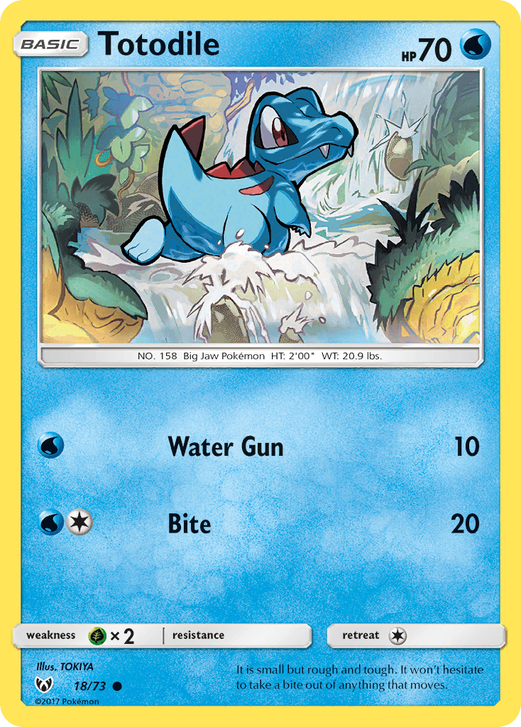 Totodile z edície Shining Legends, karta č.18