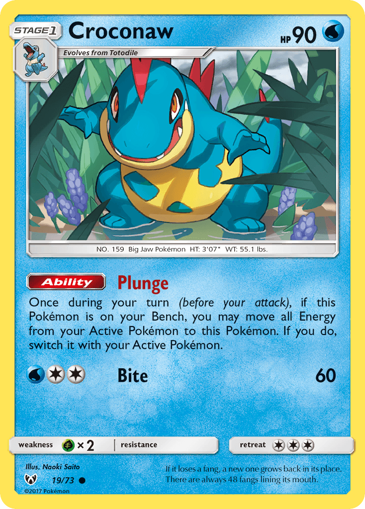 Croconaw z edície Shining Legends, karta č.19