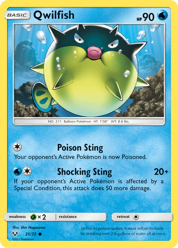 Qwilfish z edície Shining Legends, karta č.21