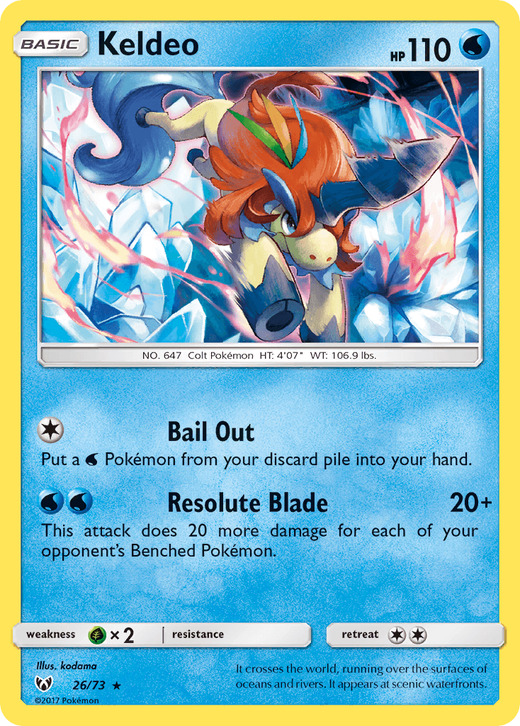 Keldeo z edície Shining Legends, karta č.26