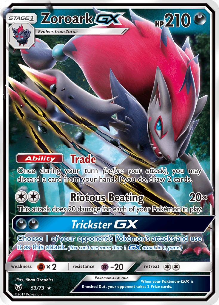Zoroark-GX z edície Shining Legends, karta č.53