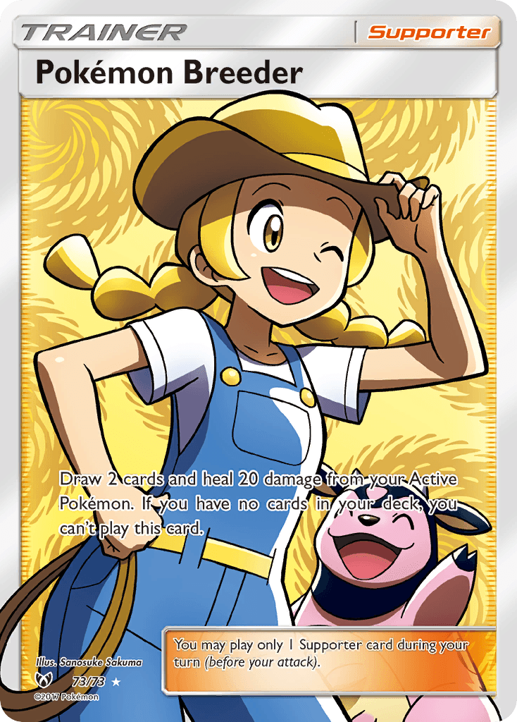 Pokémon Breeder z edície Shining Legends, karta č.73