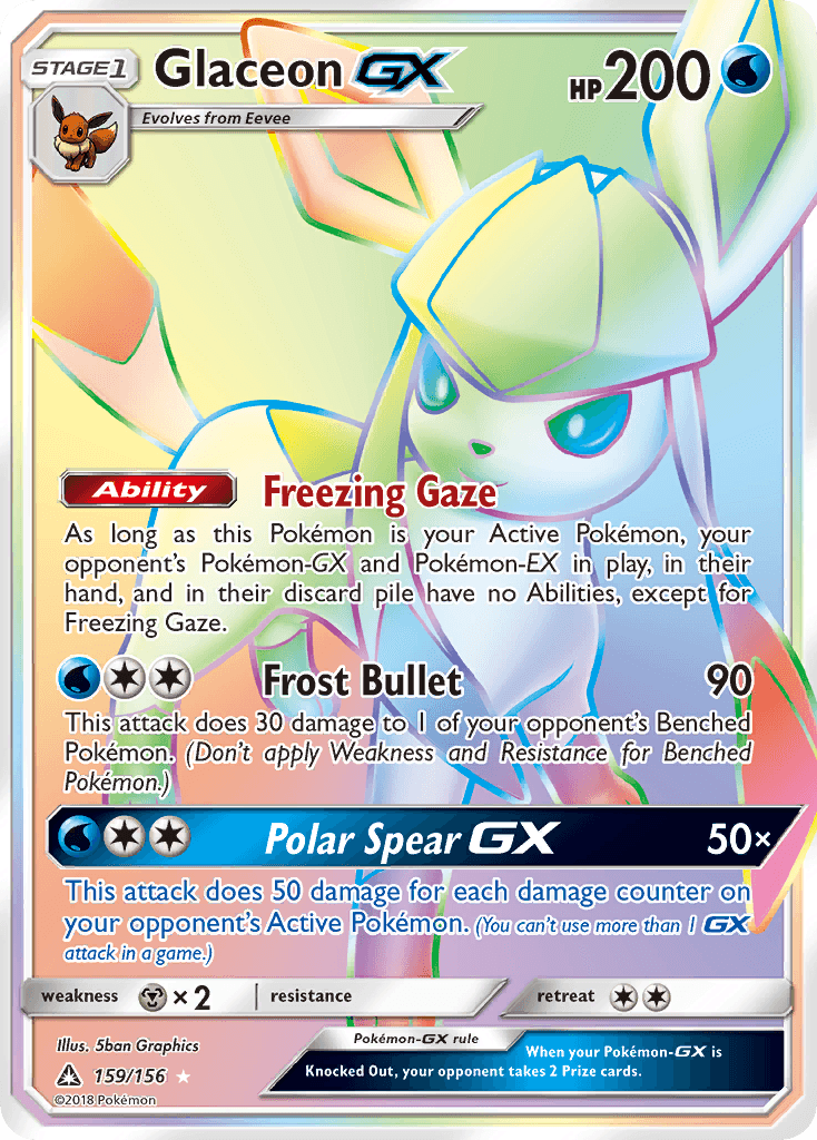 Glaceon-GX z edície Ultra Prism, karta č.159