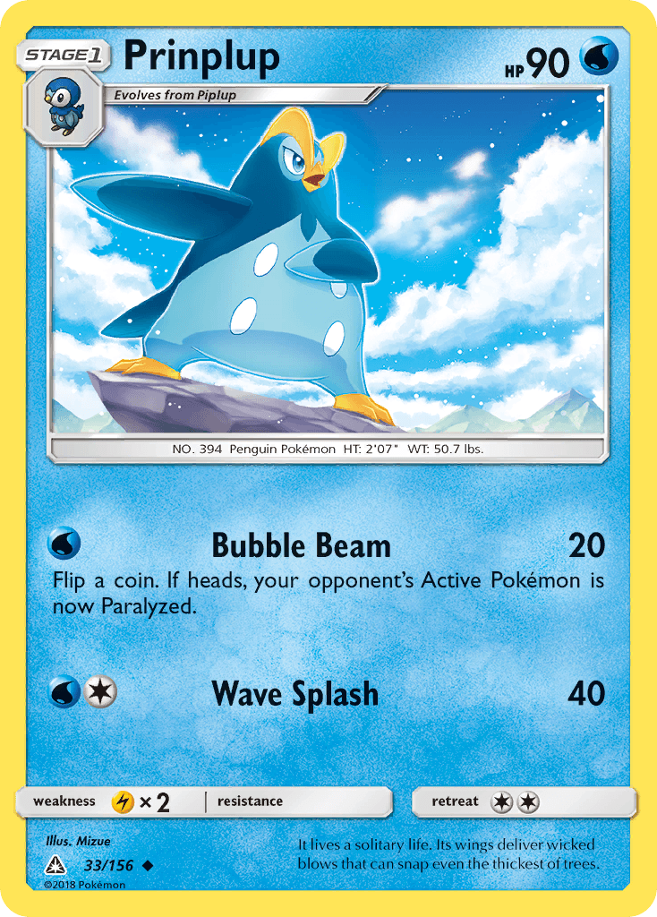 Prinplup z edície Ultra Prism, karta č.33