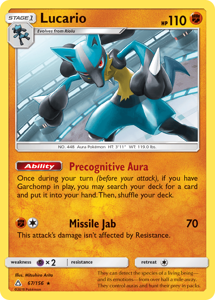 Lucario z edície Ultra Prism, karta č.67