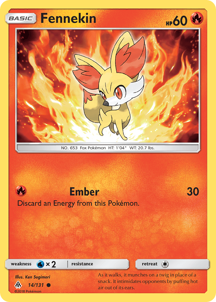 Fennekin z edície Forbidden Light, karta č.14