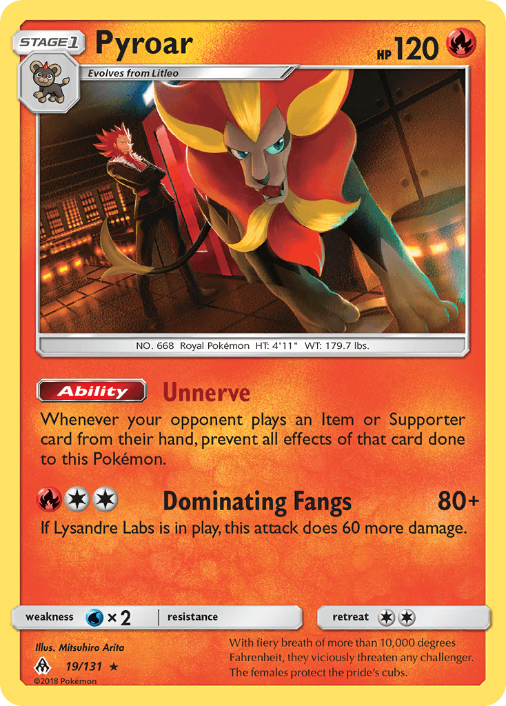 Pyroar z edície Forbidden Light, karta č.19