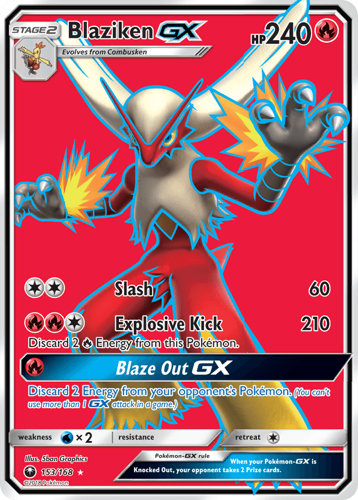 Blaziken-GX z edície Celestial Storm, karta č.153