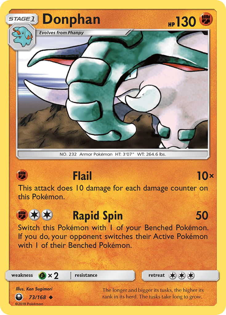 Donphan z edície Celestial Storm, karta č.73