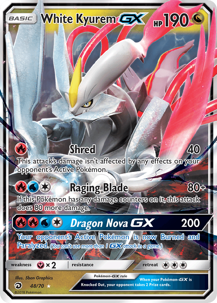 White Kyurem-GX z edície Dragon Majesty, karta č.48