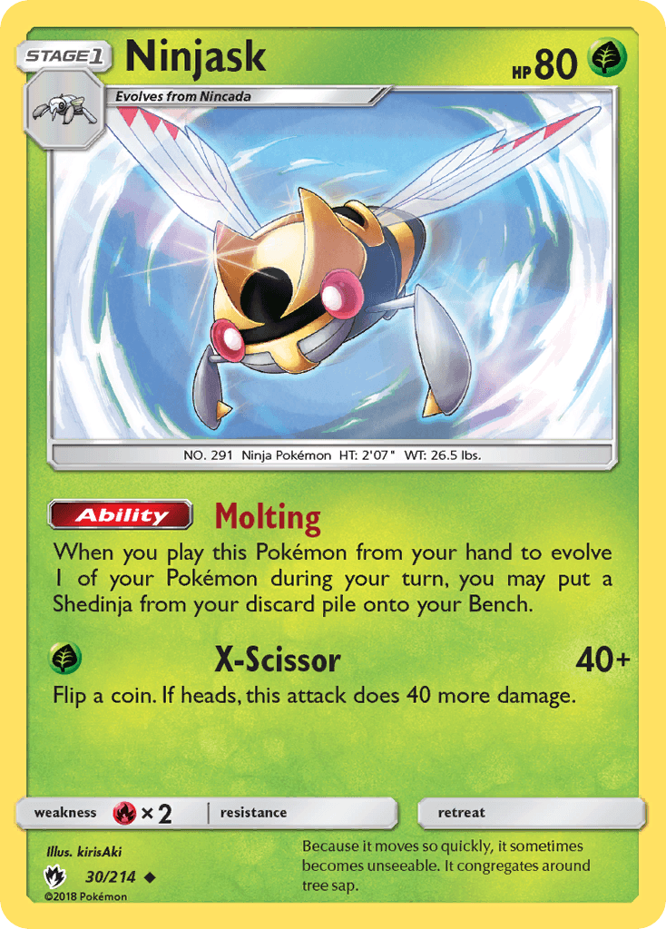 Ninjask z edície Lost Thunder, karta č.30