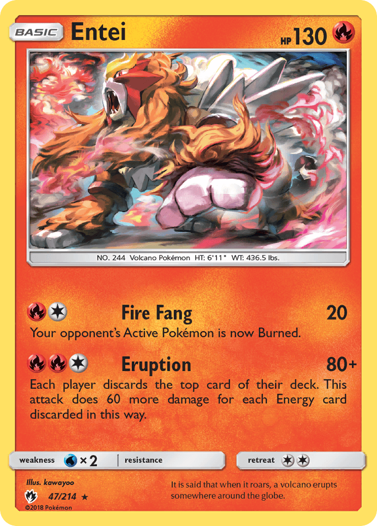 Entei z edície Lost Thunder, karta č.47