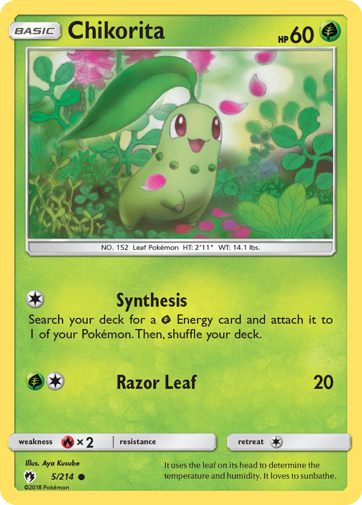 Chikorita z edície Lost Thunder, karta č.5