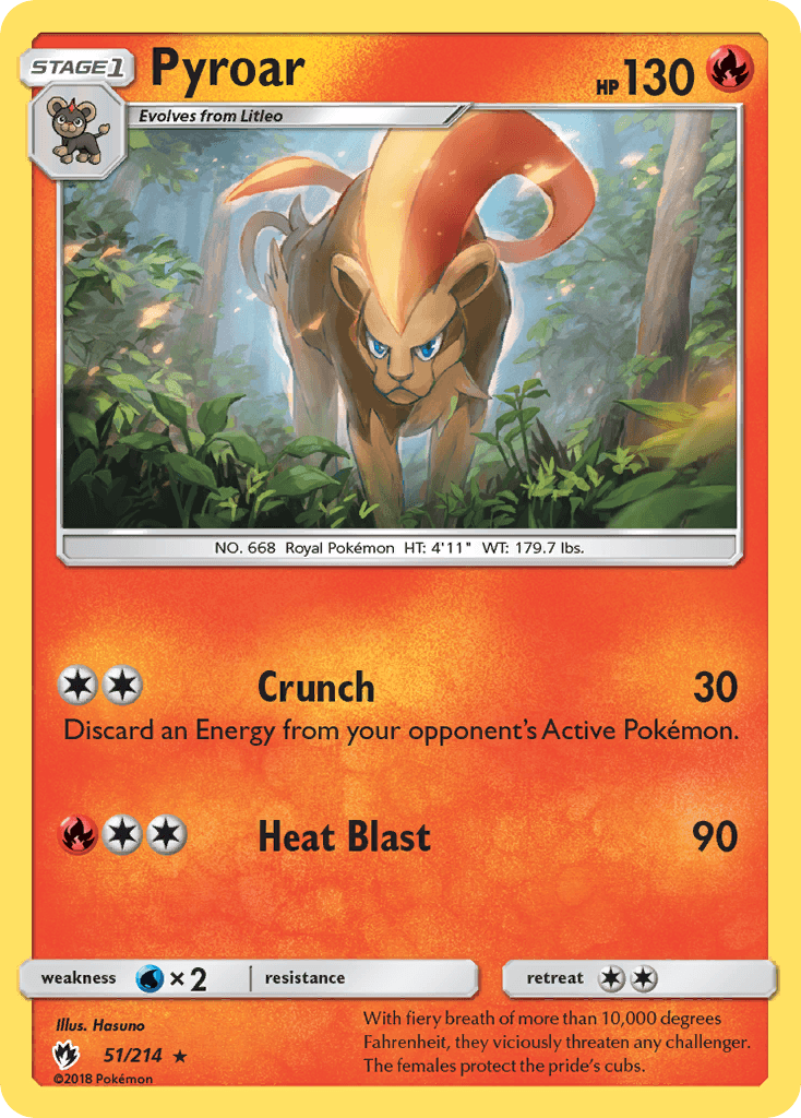 Pyroar z edície Lost Thunder, karta č.51