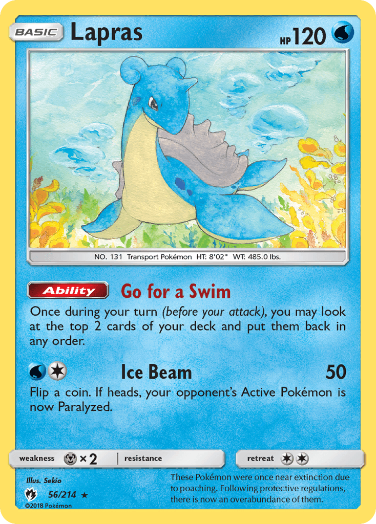 Lapras z edície Lost Thunder, karta č.56