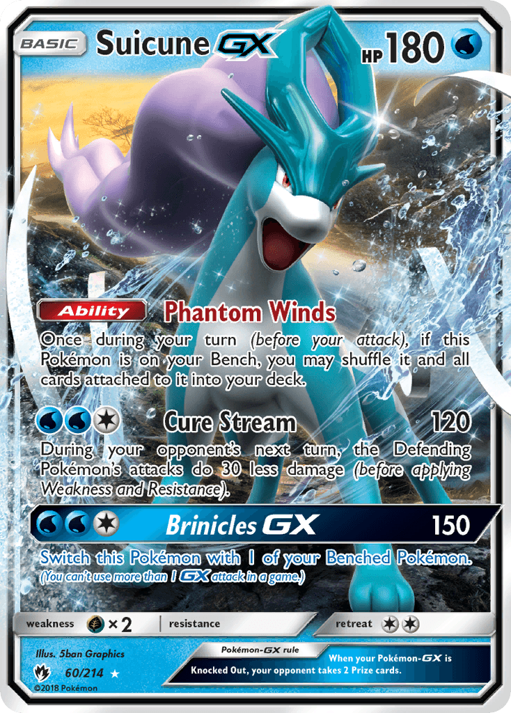 Suicune-GX z edície Lost Thunder, karta č.60