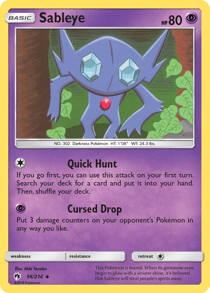Sableye z edície Lost Thunder, karta č.96