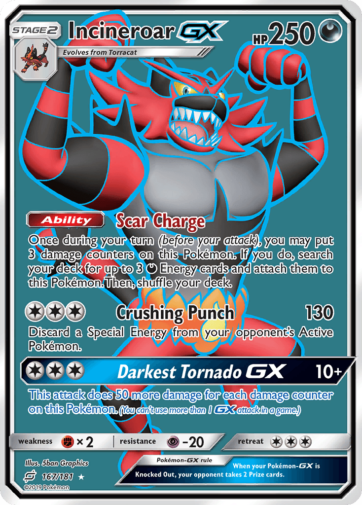 Incineroar-GX z edície Team Up, karta č.167