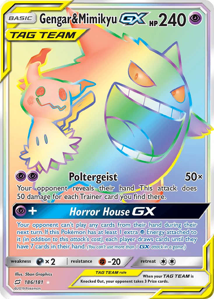 Gengar & Mimikyu-GX z edície Team Up, karta č.186