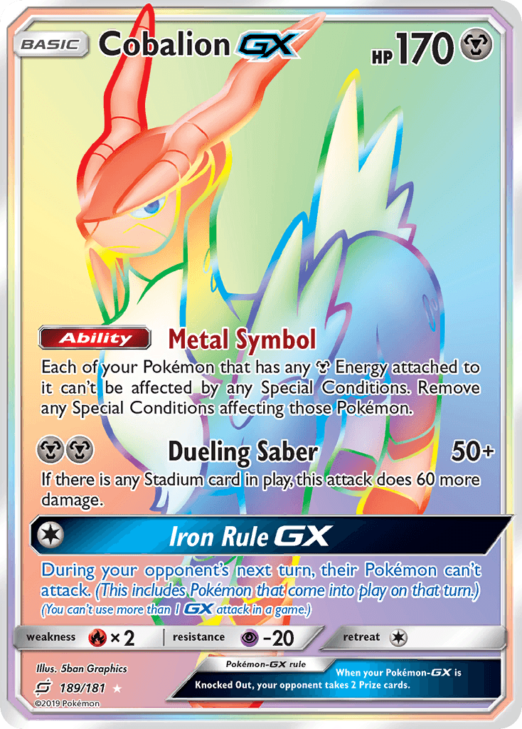 Cobalion-GX z edície Team Up, karta č.189