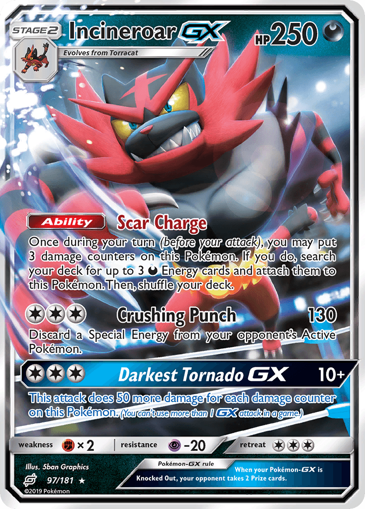 Incineroar-GX z edície Team Up, karta č.97