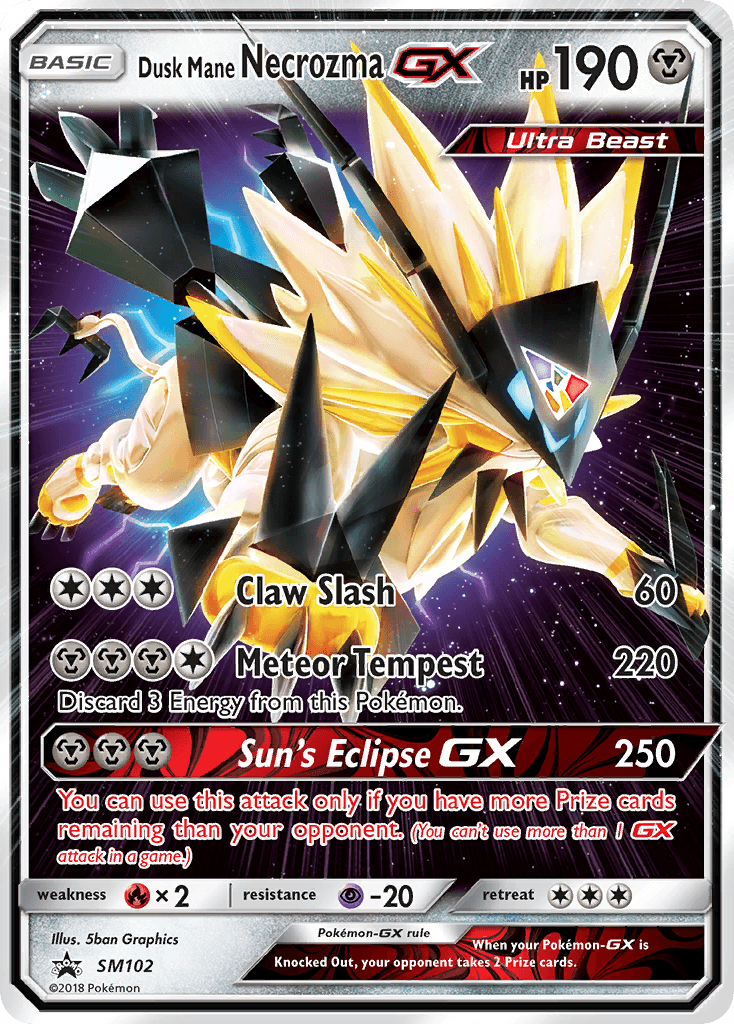 Dusk Mane Necrozma-GX z edície SM Black Star Promos, karta č.SM102