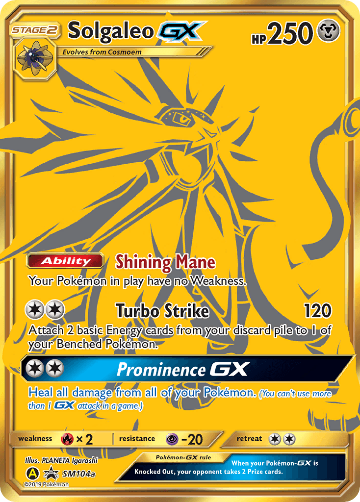 Solgaleo-GX z edície SM Black Star Promos, karta č.SM104a