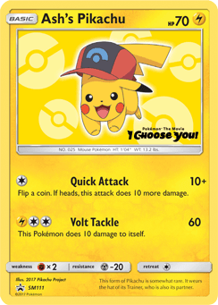 Ash's Pikachu z edície SM Black Star Promos, karta č.SM111