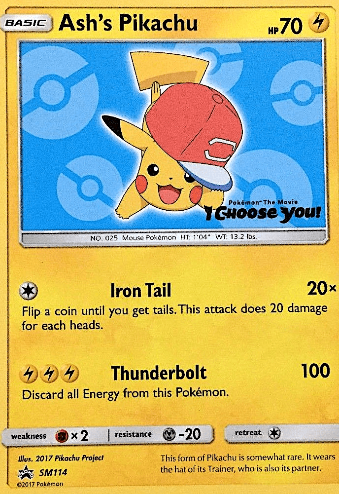 Ash's Pikachu z edície SM Black Star Promos, karta č.SM114
