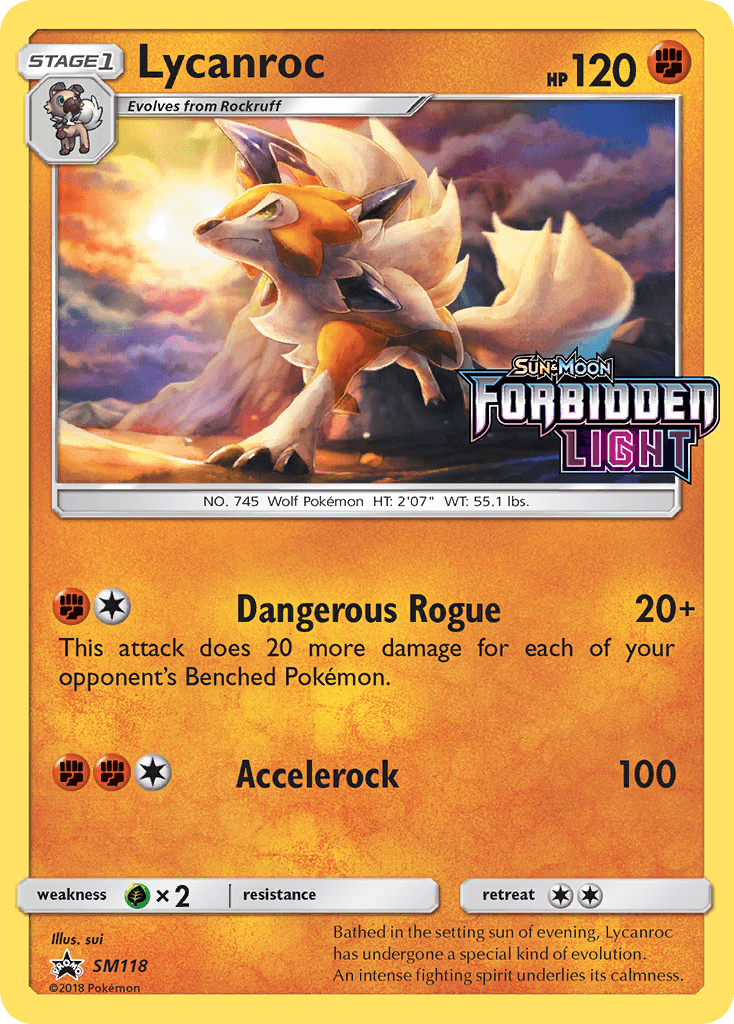 Lycanroc z edície SM Black Star Promos, karta č.SM118