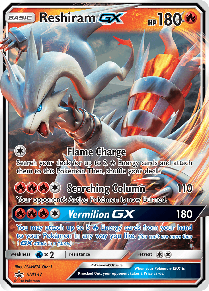 Reshiram-GX z edície SM Black Star Promos, karta č.SM137