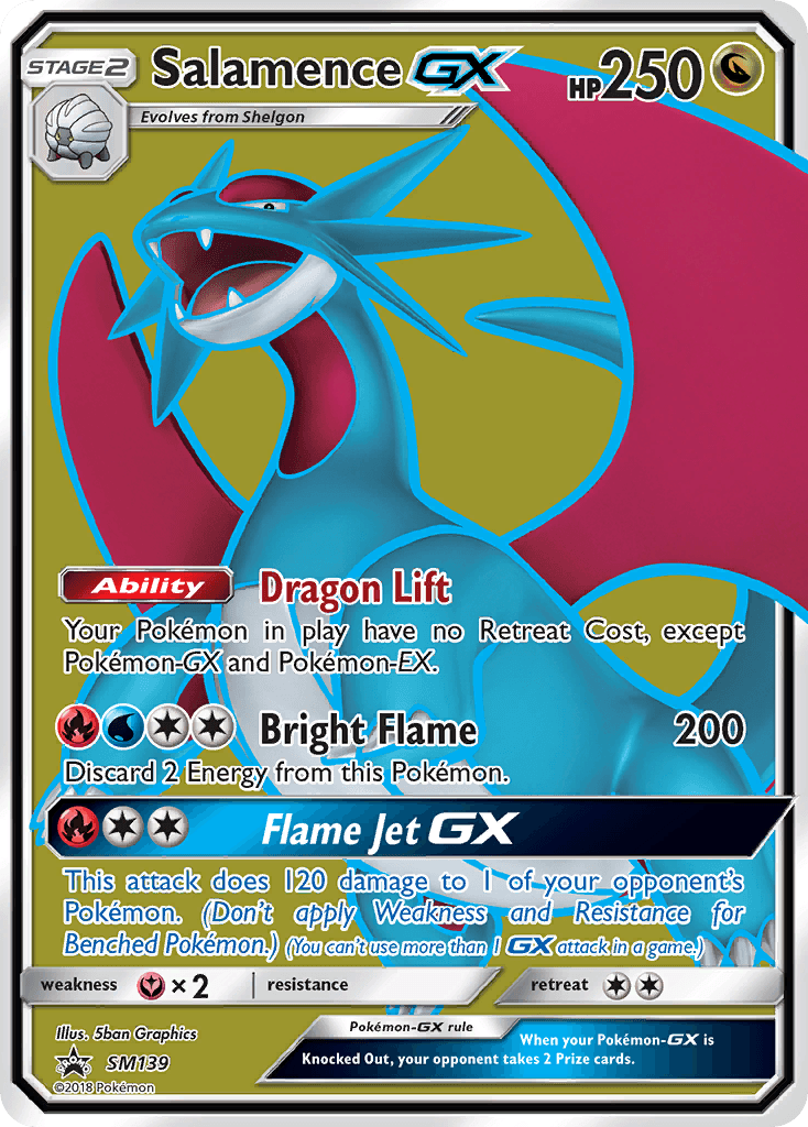 Salamence-GX z edície SM Black Star Promos, karta č.SM139