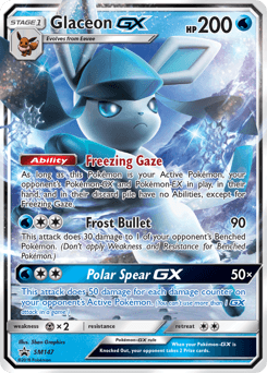 Glaceon-GX z edície SM Black Star Promos, karta č.SM147
