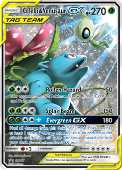 Celebi & Venusaur-GX z edície SM Black Star Promos, karta č.SM167