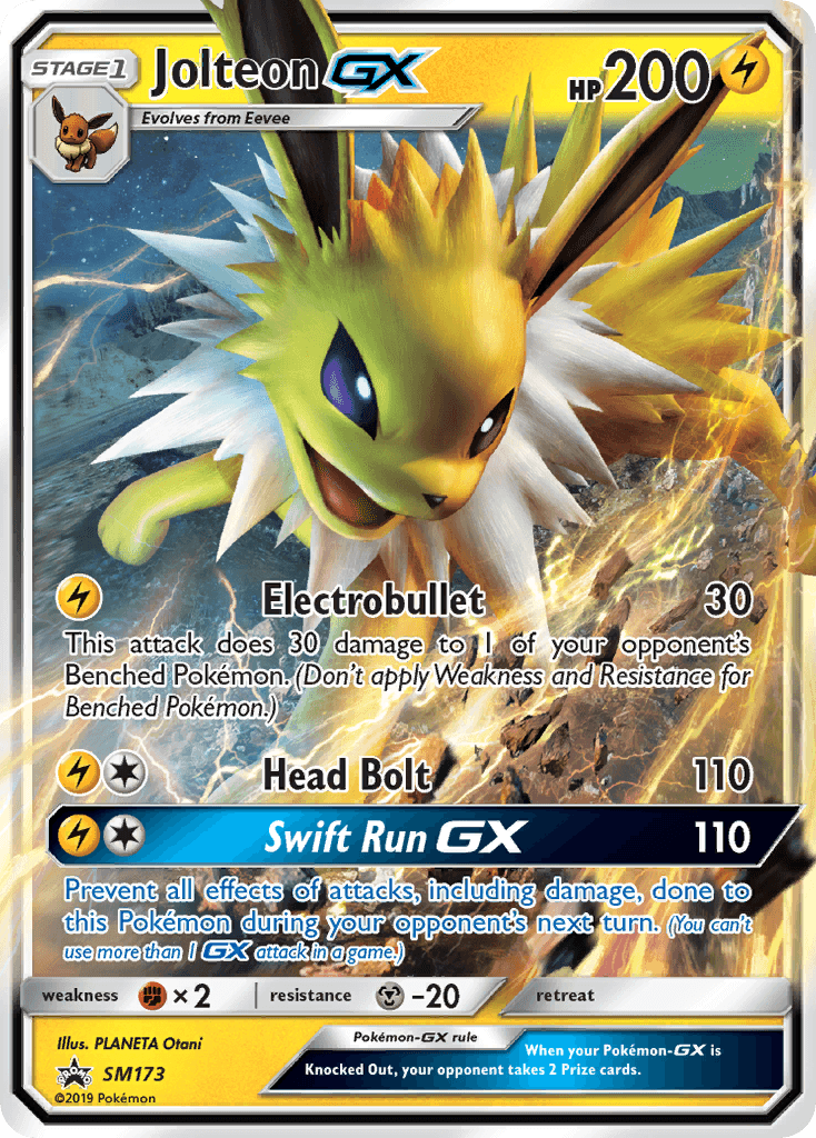 Jolteon-GX z edície SM Black Star Promos, karta č.SM173
