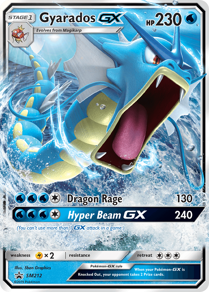 Gyarados-GX z edície SM Black Star Promos, karta č.SM212