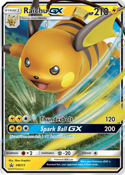 Raichu-GX z edície SM Black Star Promos, karta č.SM213