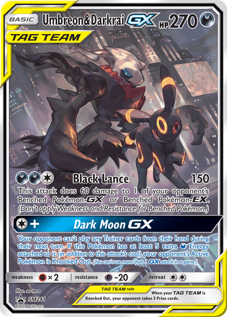 Umbreon & Darkrai-GX z edície SM Black Star Promos, karta č.SM241
