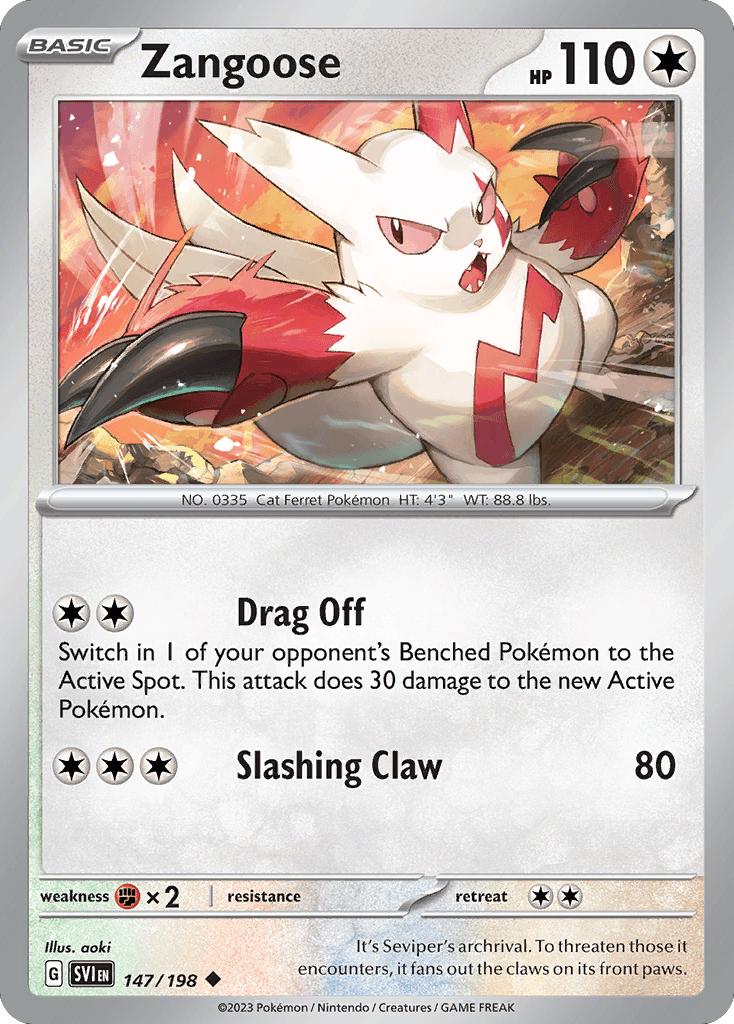 Zangoose z edície Scarlet & Violet, karta č.147