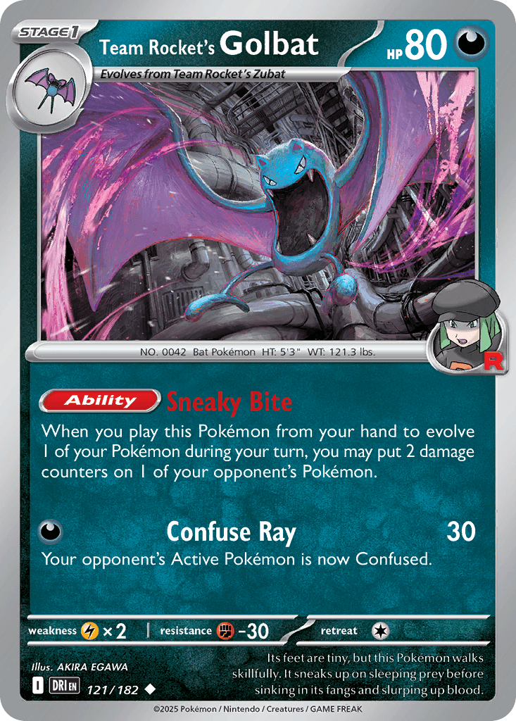 Team Rocket's Golbat z edície Destined Rivals, karta č.121