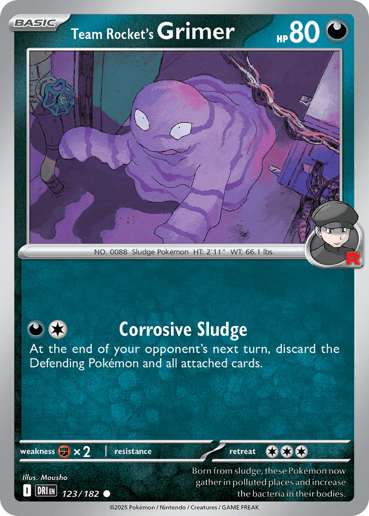 Team Rocket's Grimer z edície Destined Rivals, karta č.123