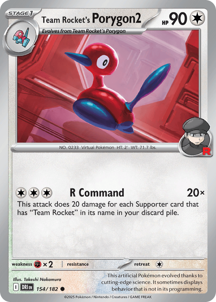 Team Rocket's Porygon2 z edície Destined Rivals, karta č.154
